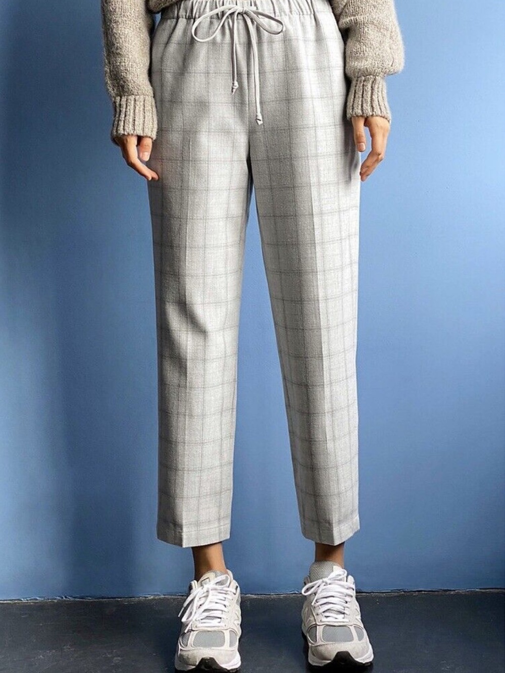 Aritzia Group Babaton Jimmy Pants Gray Plaid XS EUC Minimalist Quiet Luxury Soft